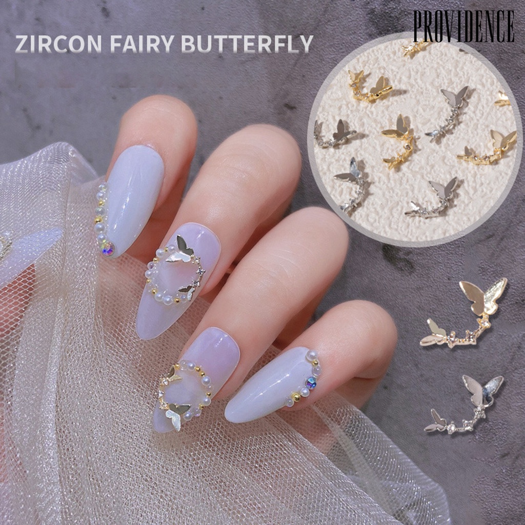 Providence 2Pcs/Set Nail Butterfly Ornament Non-Drop 3D Effect Mini Shiny DIY Gloss Nail Butterfly Drill for Manicure