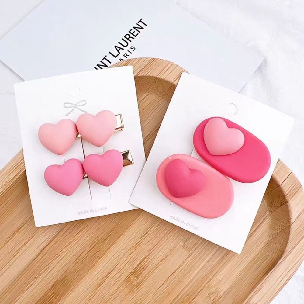 2pcs Jepit Rambut Bentuk Bunga Warna Pink Gaya Korea Untuk Wanita