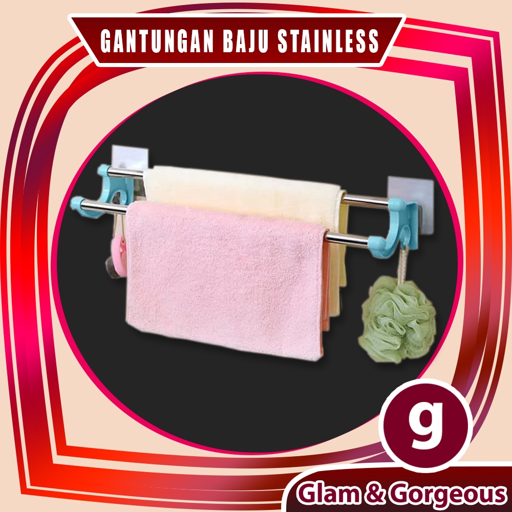 Gantungan Baju Handuk Kamar Mandi Serbaguna Stainless GB007 Kuat Murah