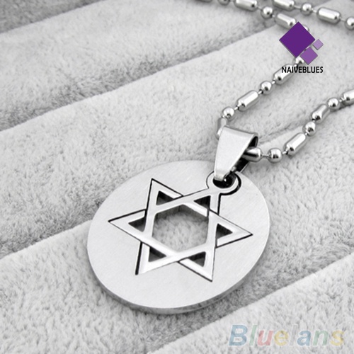 Kalung Rantai Manik-Manik Hexagram Bahan Stainless Steel Dapat Dilepas Untuk Unisex