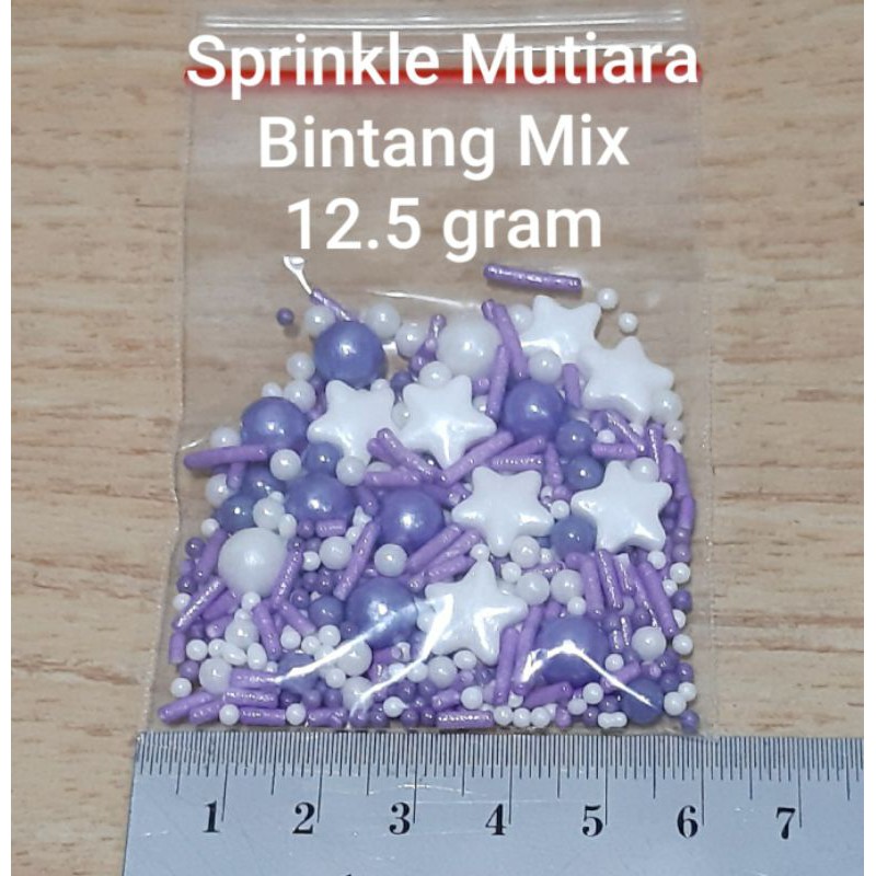 SPRINKLE BINTANG HATI MUTIARA STAR HEART PEARL MERAH UNGU PUTIH MIX TRIMIT HIASAN KUE BISA DI MAKAN