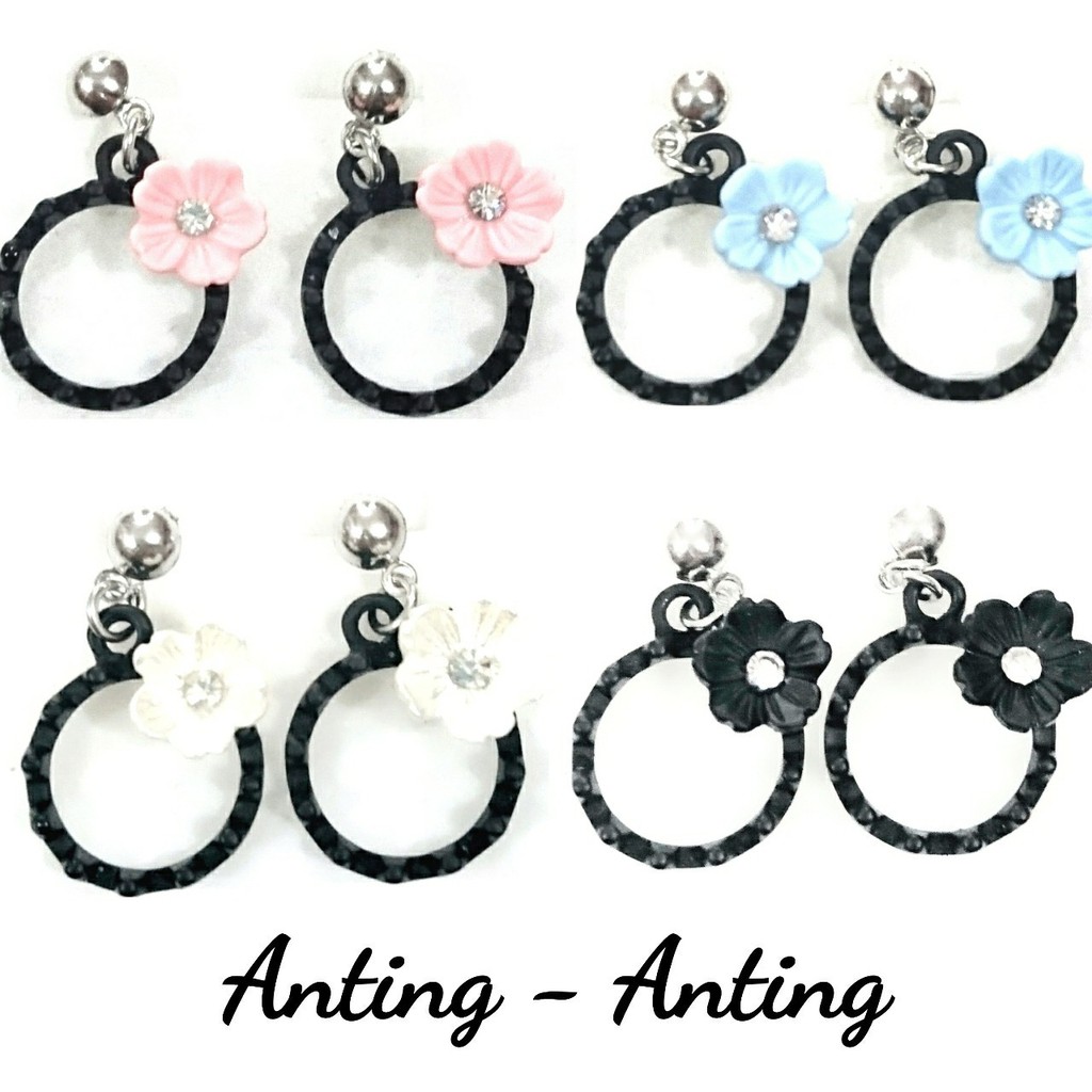 anting gantung bunga bulat