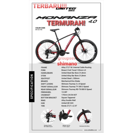 Sepeda MTB UNITED 27.5 MONANZA 4.00 NEW