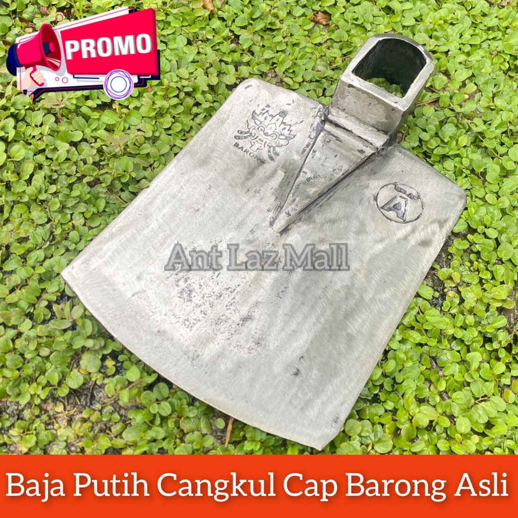 Cangkul Cap Barong Baja Putih Anti Lengket - Cangkul Gali Tanah Terbaik Pacul Super Tajam - Pacul Sawah Import Murah Dan Bagus