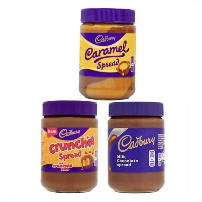 

Cadbury Spread 400 GRAM CHOCOLATE/ CARAMEL CHOC/ CRUNCHIE CHOC IMPORT