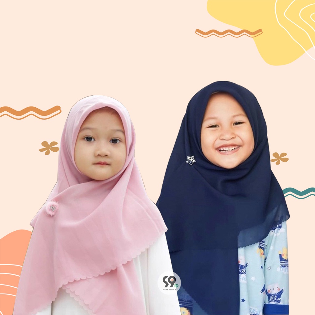 HIjab Bella Square Anak Perempuan LASER Cut / Kerudung ANAK 99 ID