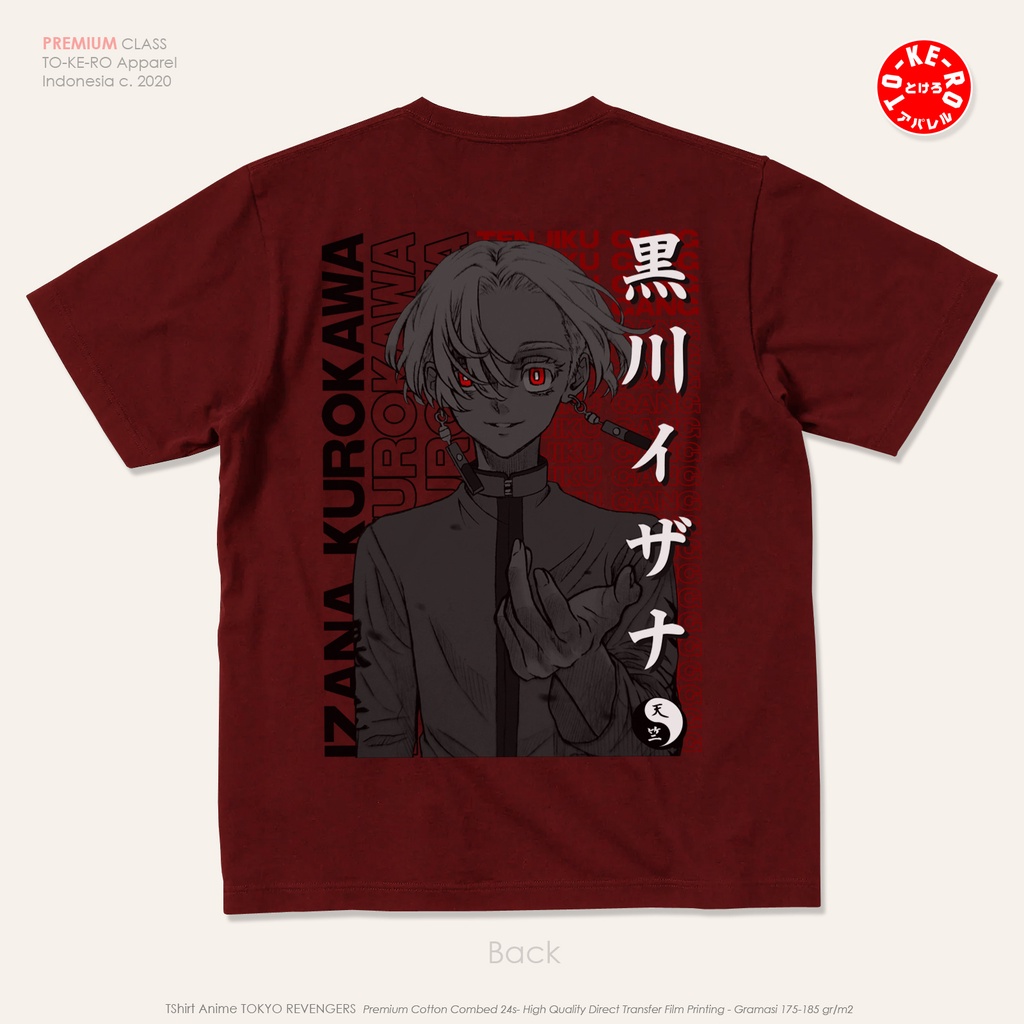 Kaos Anime TOKYO REVENGERS - IZANA KUROKAWA Tenjiku Gang [Maroon]