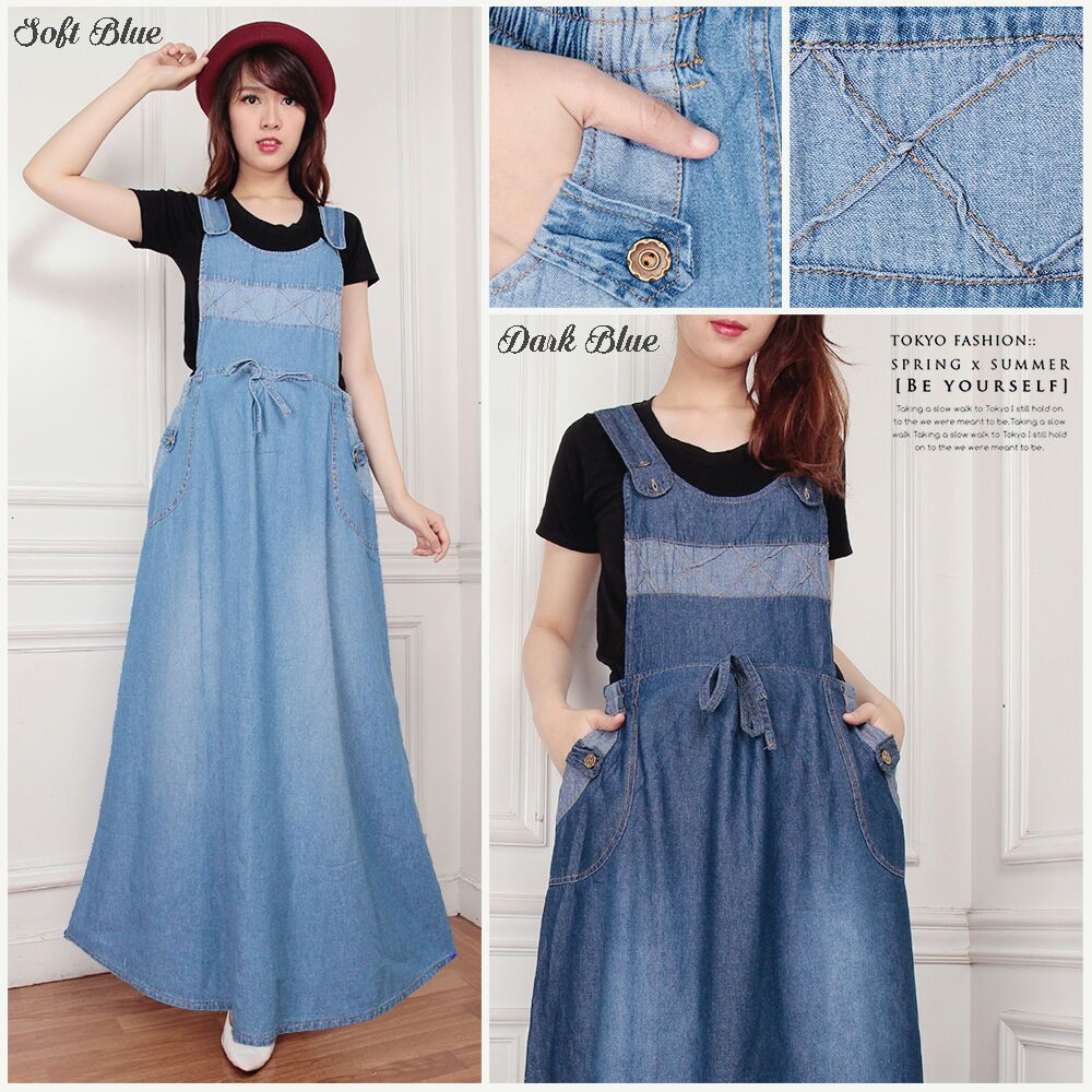 Terusan Trixie Overall Jeans Panjang Wanita