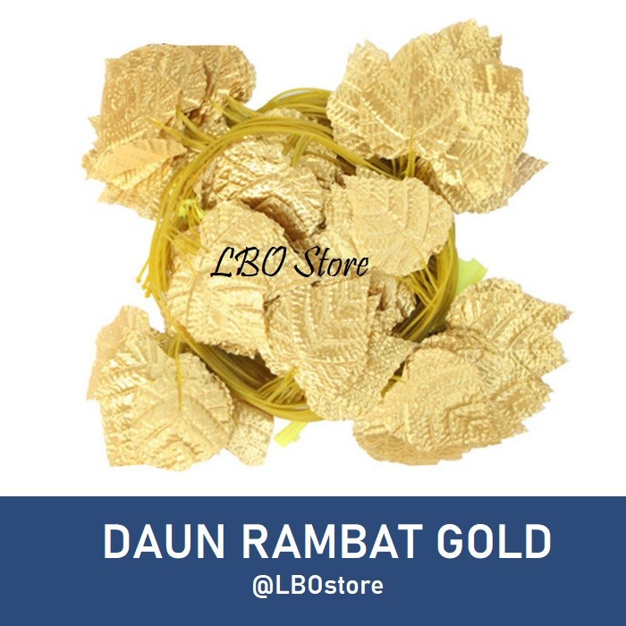Daun Rambat Gold Artificial / Daun Anggur Emas Rambat Dekorasi Pelaminan/Cafe/Rumah / Daun Plastik