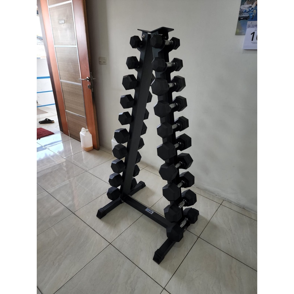 TOTAL HEALTH GYM - New Alat Olahraga Fitness Sport Gym Stand Dumbbell Dumbel Barbel Set Hexagonal + Rack Lifesports Kualitas Premium Import Original