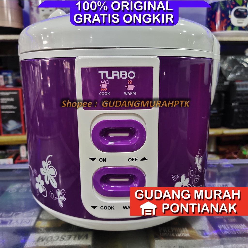 Ricecooker Turbo 2 TOMBOL MEMASAK dan MEnghangatkan ada ON OFF New Design Rice Cooker CRL1181 / Penanak Nasi Baru 1.8L Purple / Ungu Penanak nasi