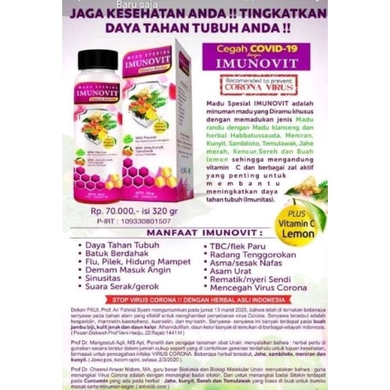 BRAVINA  MADU SPESIAL IMUNOVIT IMMUNE BOOSTER