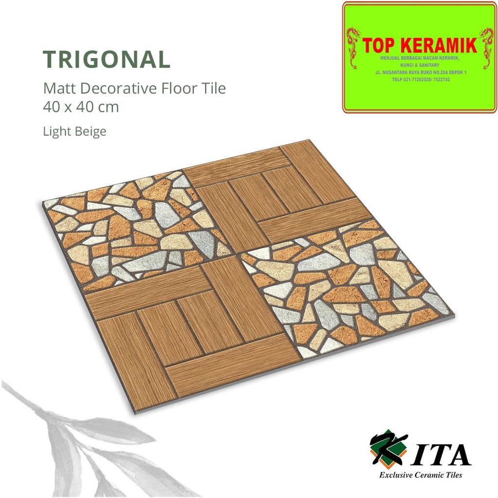 Keramik Lantai Kita 40x40 Trigonal Light Beige Kw 1