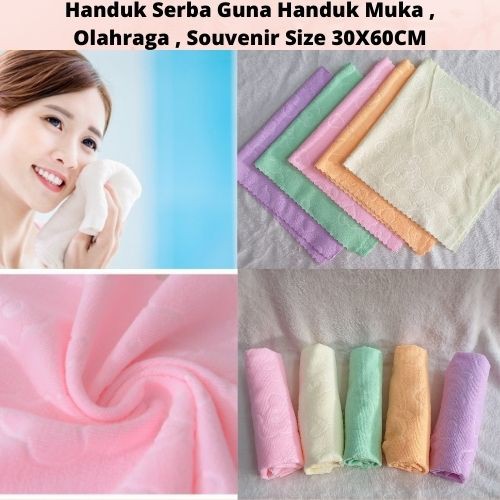 Handuk Serba Guna Embos SIZE 30X60CM microfiber Polos dewasa Lembut/ Handuk muka/souvenir WJ-10