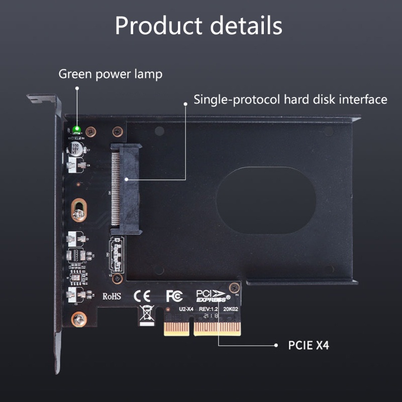 Btsg PCIE X4 to U.2/SATA Converter Board 2.5 inch SFF-8639 Hard Disk PCI-Express 4.0 Modul Adaptor Bertenaga Sendiri