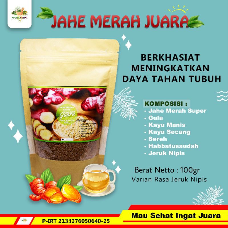 

Jahe Merah Super Instan Bubuk Herbal Original 100gr Pouch Murah Jeruk Nipis Kelor Original Promo !!!