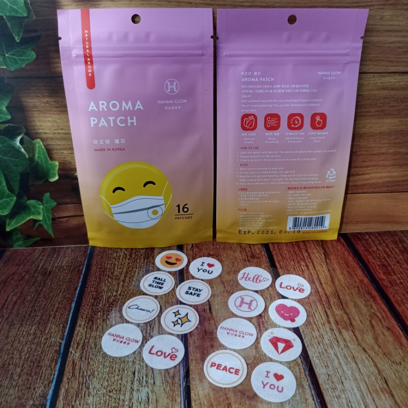Sticker aroma patch mint isi 16 pcs, sticker pengharum masker, aroma patch