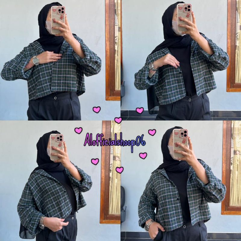 CROP TOP FLANEL / KEMEJA FLANEL WANITA / KEMEJA CROP / KEMEJA WANITA TERBARU-Al 39