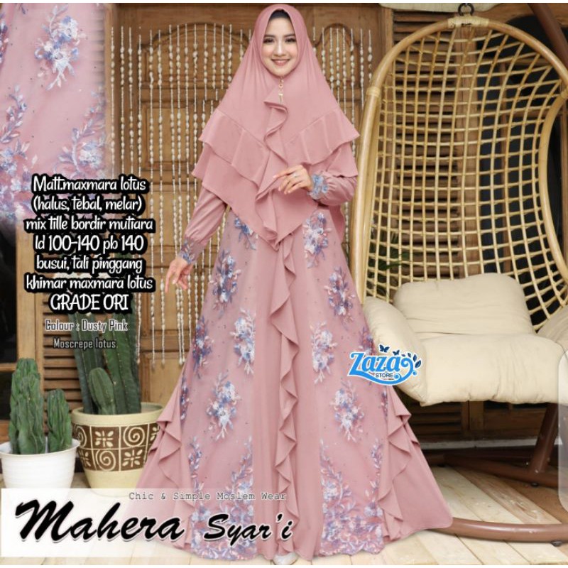 Gamis syari set brukat tile gamis syari busui gamis premium Mahera Syari