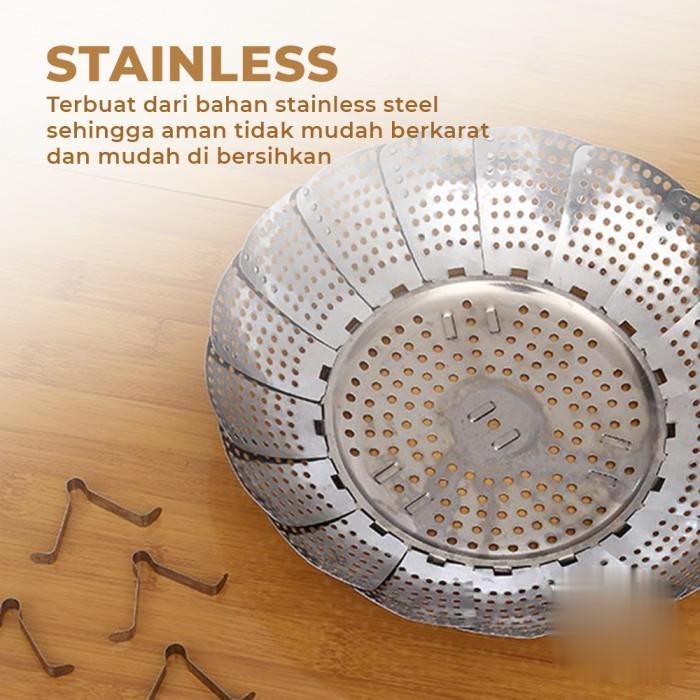 Tatakan Kukusan Stainless 17cm - 26cm sedang Steamer Alas Kukus Lipat