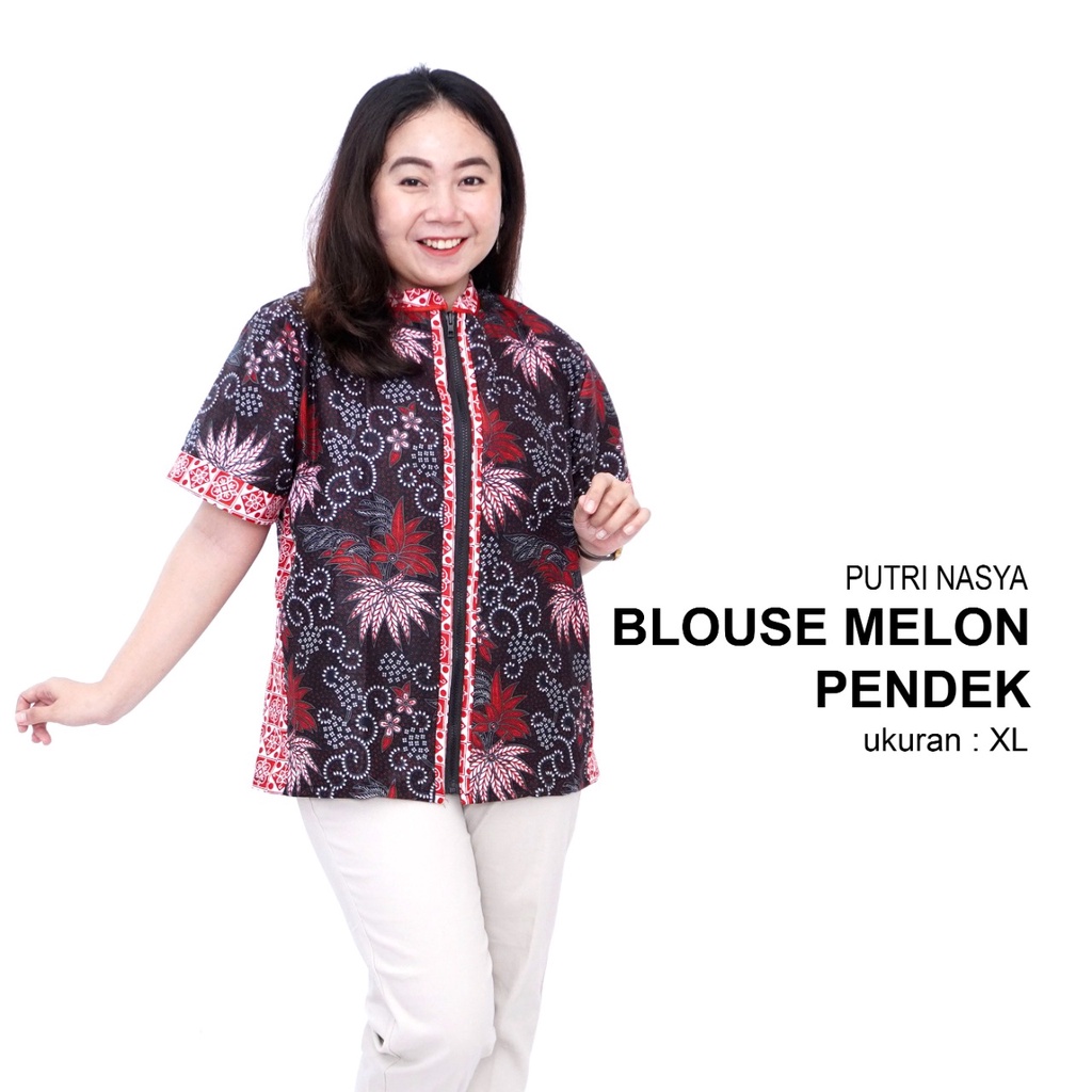 Blouse Big Size Formal Atasan Batik Jumbo Wanita S-M-L-XL-XXL-3L-4L-5L Blus Jumbo Kantor Kerja Batik