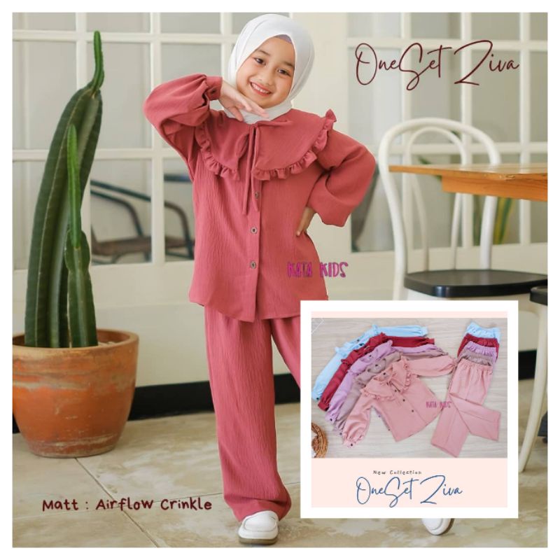 SETCEL ANAK TERBARU 2022 VIRAL/ONE SET PAJAMAS ZIVA KEKINIAN