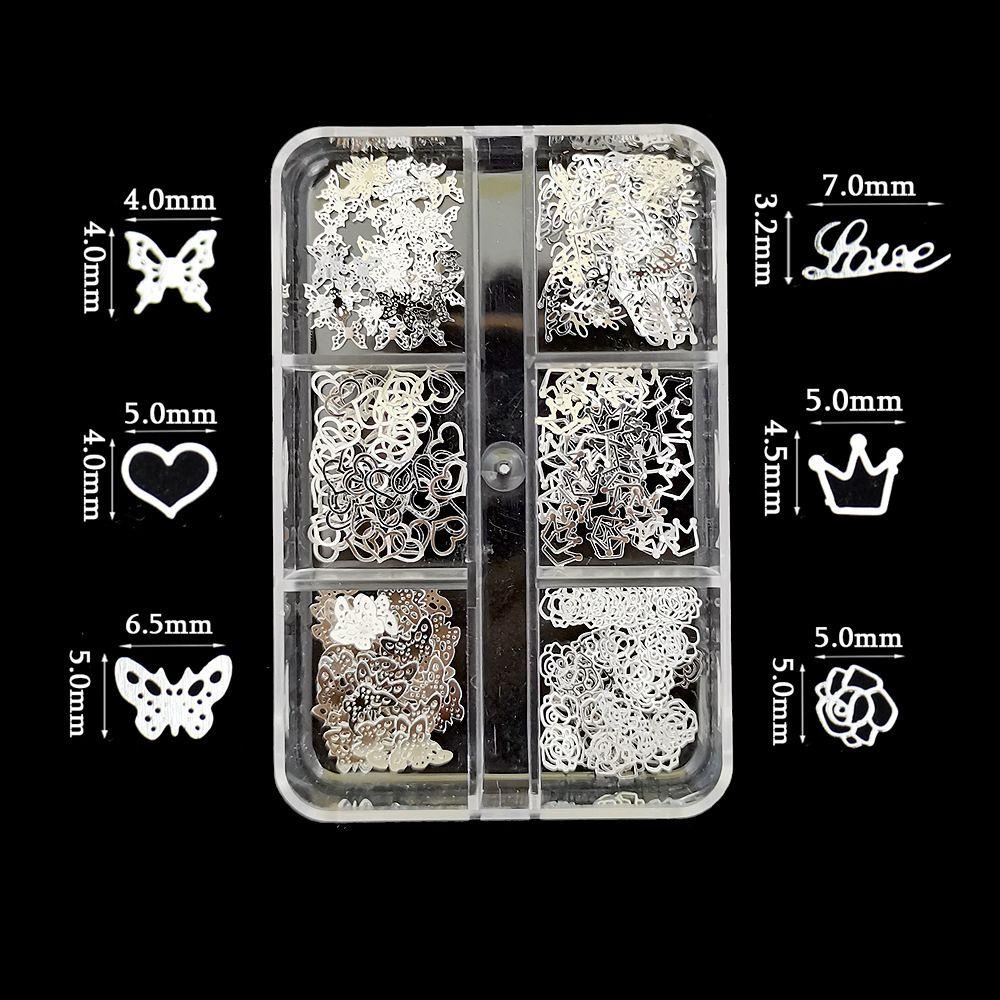 AUGUSTINA Agustina 3D Nail Art Dekorasi Perak INS Nail Tips Nail Flakes Perlengkapan Salon DIY Manicure Aksesoris Nail Sequin