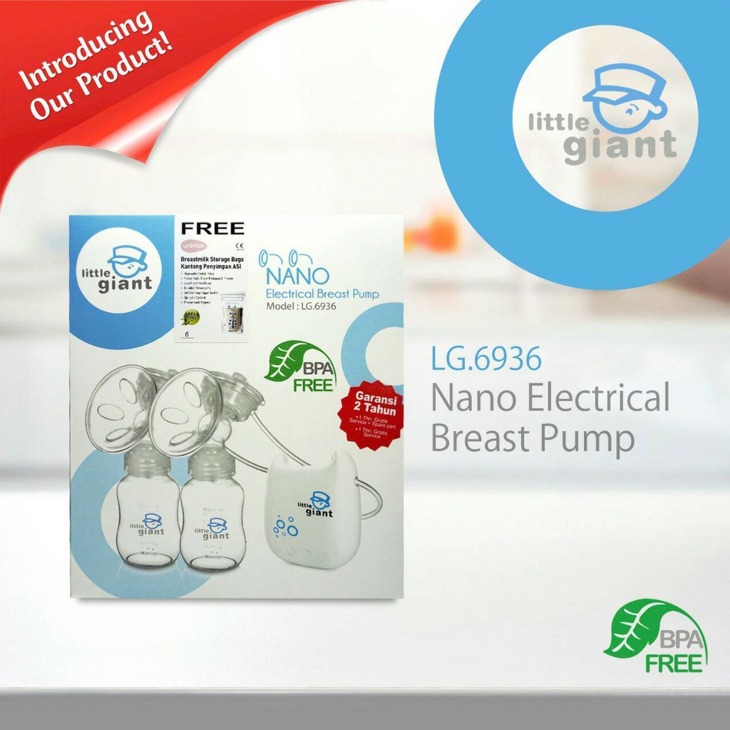 Little Giant Nano LG 6936 Double Electrical Breast Pump Pompa Asi free Unimom kantong ASI Garansi2th