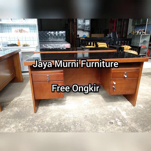 Free Ongkir Meja Kantor Kayu Blockteak Papan Kayu Top Table Kaca Bukan Serbuk Satu Biro Jabodetabek