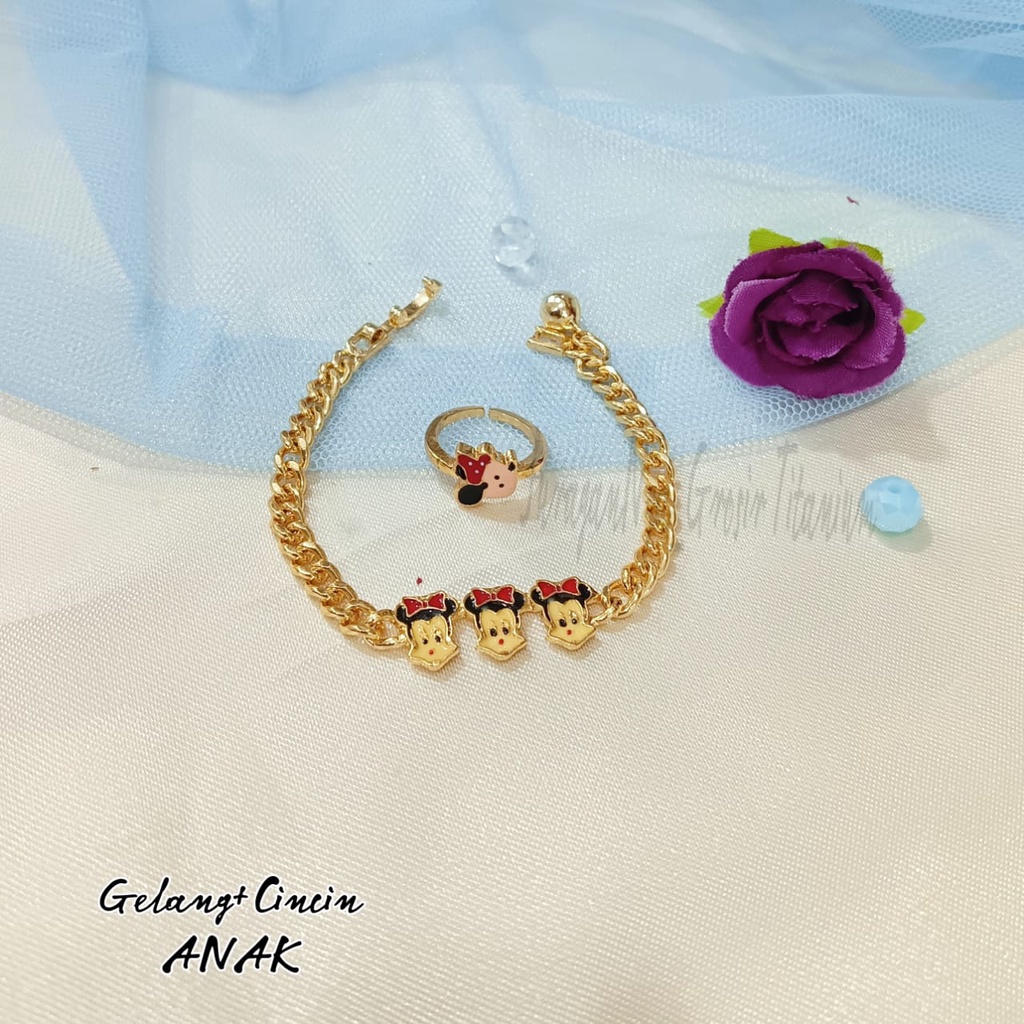 GELANG+CINCIN ANAK  KARAKTER UNIK TITANIUM RANTAI MEWAH ANTI KARAT&amp;ANTI LUNTUR