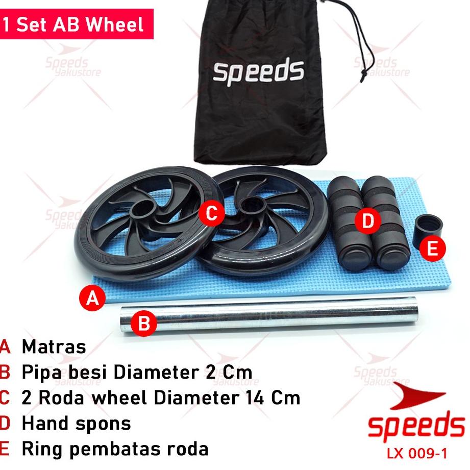 Kejutan Viral SPEEDS AB WHEEL AB ROLLER ALAT PUSH UP / POWER EXERCISE DOUBLE WHEEL RODA FITNESS LX 009-1