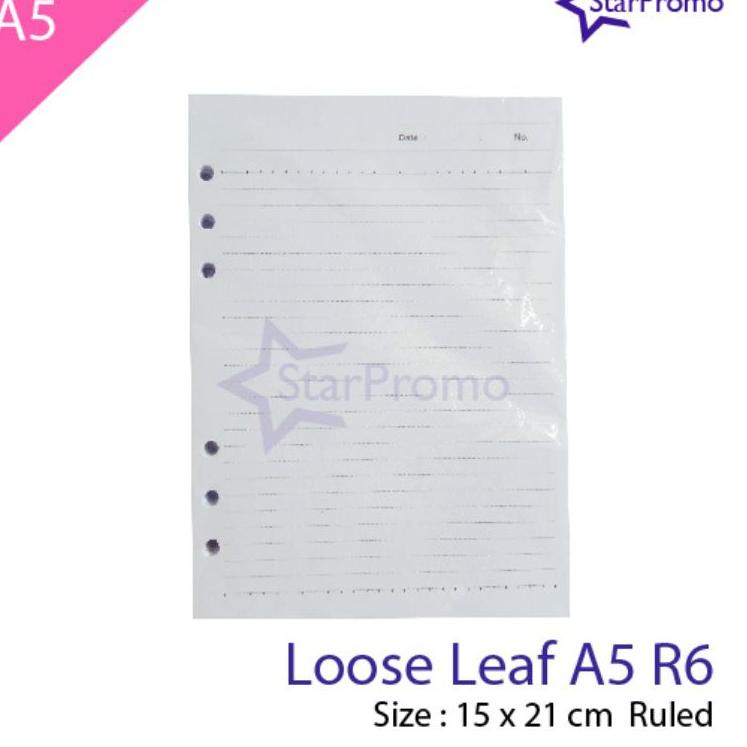 

Pasti Asli Loose leaf A5 Ring 6 Kertas File 100 lembar 80 gsm x33♘