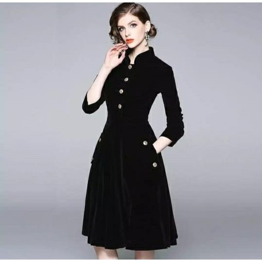 BAJU DRESS WANITA KOREA BAJU CASUAL DRES KAOS TERUSAN PEREMPUAN BLACK CONNY