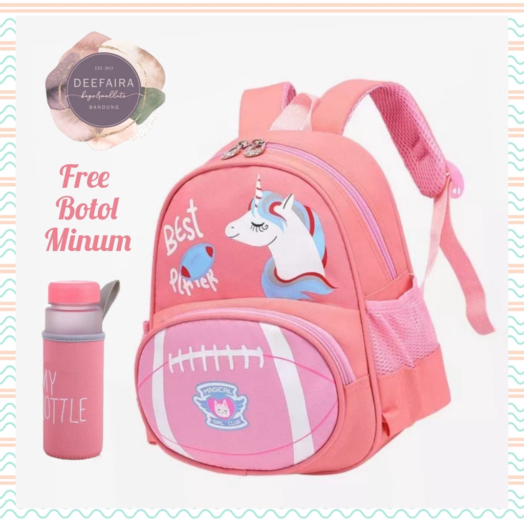 Tas Ransel Sekolah Anak Perempuan Paud Dan Tk Model Kud4 P0ny Free Botol Minum