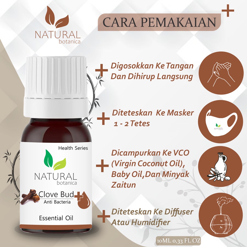 Natural Botanica Clove Bud Essential Oil Pure Minyak Esensial Atsiri AromaTerapi Diffuser