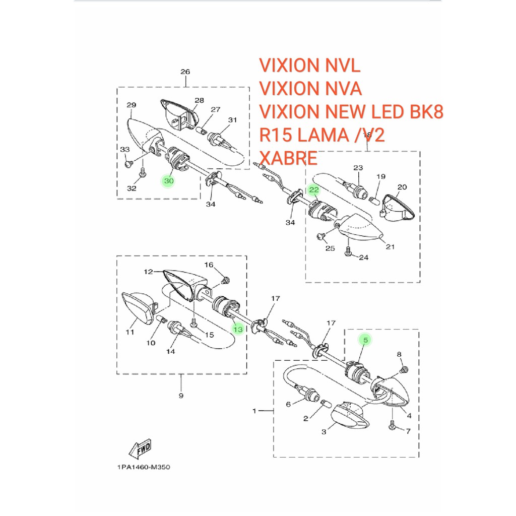 KARET STAY FLASHER DUDUKAN LAMPU SEN SEIN R15 OLD LAMA V2 XABRE VIXION NEW BK8 NVL NVA ORIGINAL YGP 1PA-H3328-00