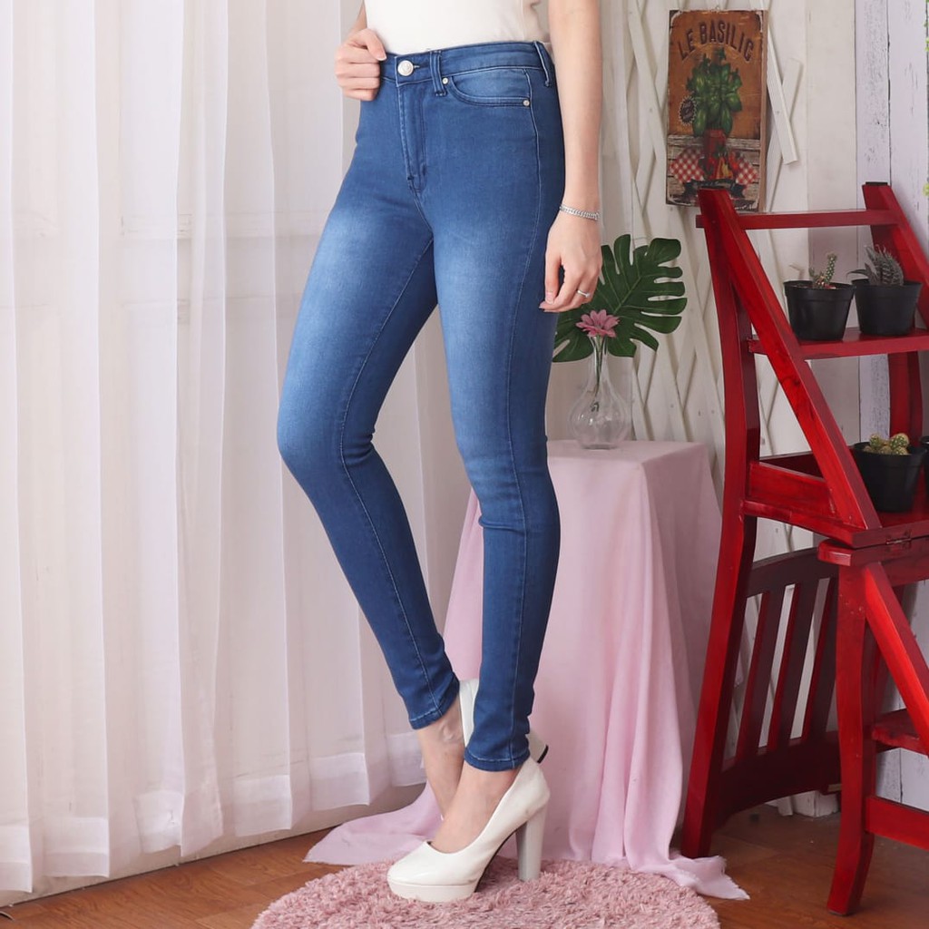 7C-G CELANA JEANS PREMIUM HIGHWAIST BIRU JEANS /PINGGANG TINGGI JEANS /STREACH /27 - 34