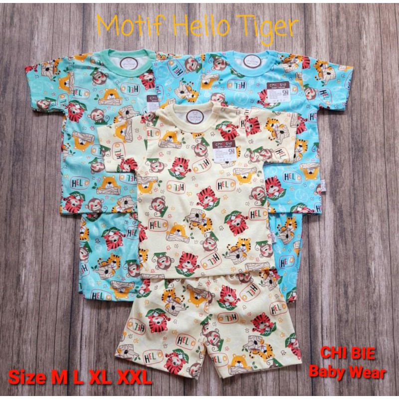 3 Pcs Setelan Chubie Lengan Pendek/ Panjang Warna Print Siize M dan L