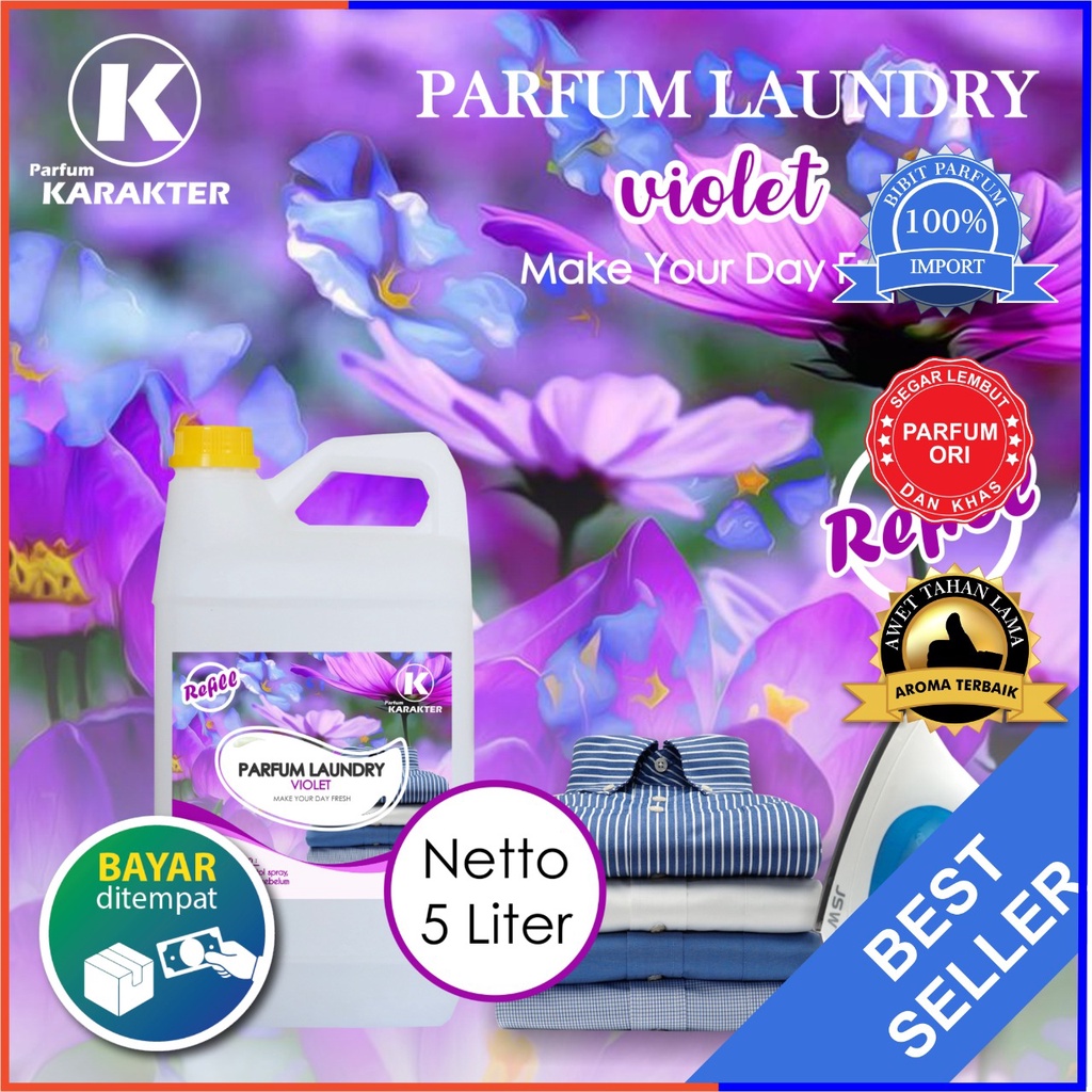 Parfum Laundry aroma Violet  Bibit Parfum Import Wangi &amp; Tahan Lama  Kemasan 5 Liter | Bisa Cod | Terlaris