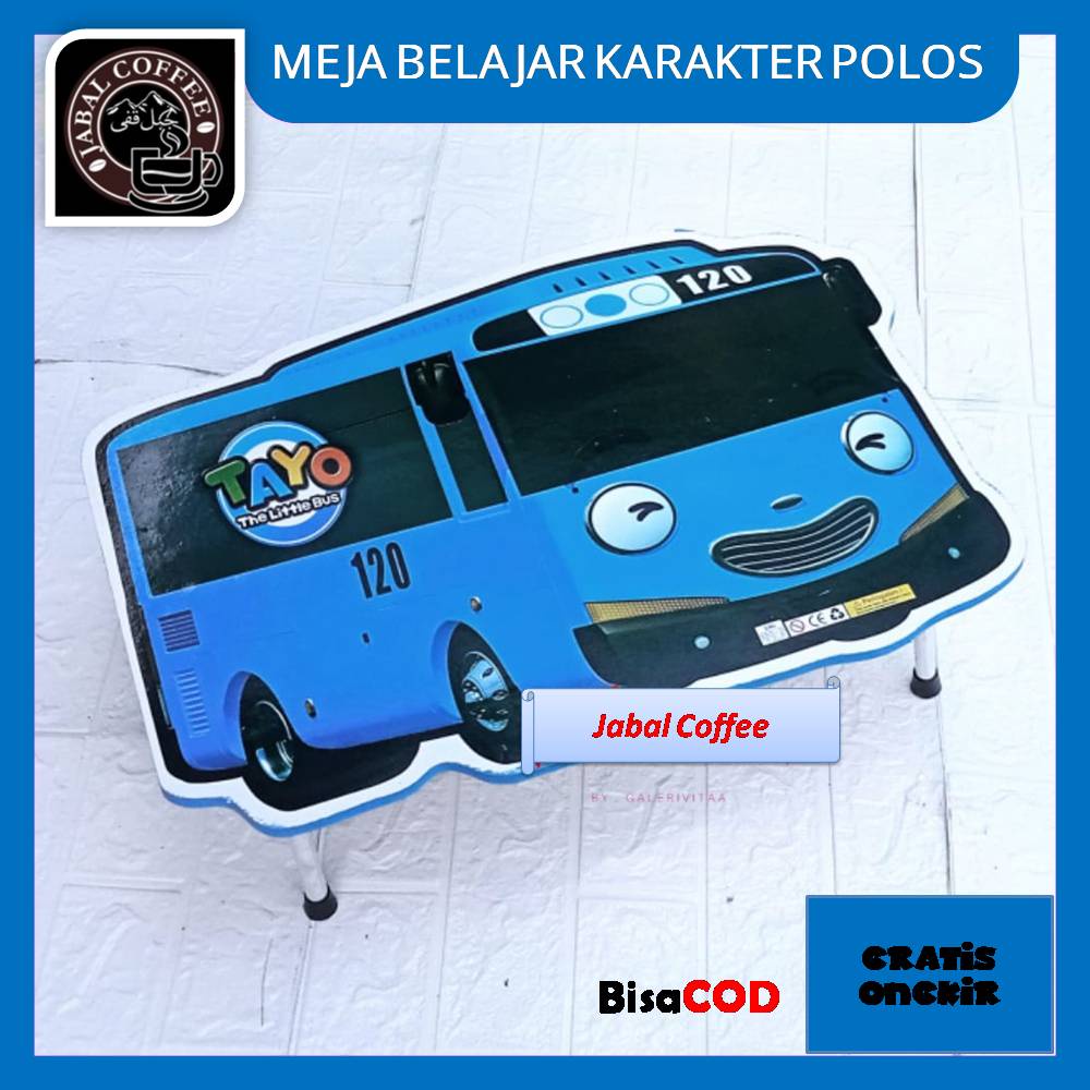 Meja Belajar Lipat Portable Minimalis Karakter / Meja Belajar Lipat Karakter Kepala Polos / Meja Leptop Anak