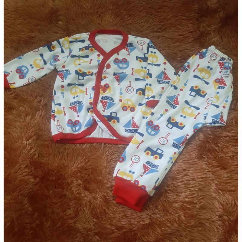 baju stelan bayi kancing depan little owl