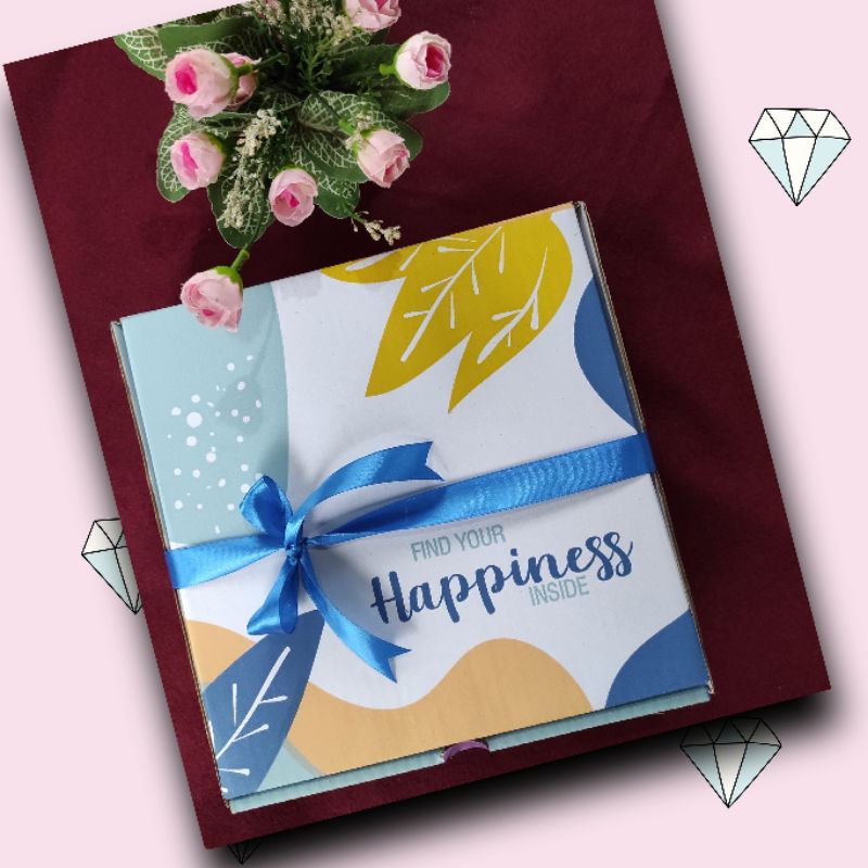 

plus giftbox (kartu ucapan, kertas,pita, sticker)+bublewrap