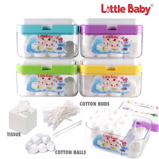 Little Baby BOX 3in1 ANTI PECAH Tissue + Kapas + Cotton Bud + Wadah penyimpanannya