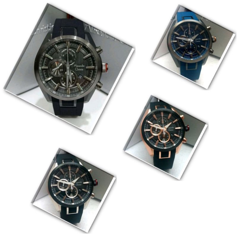 Jam Tangan Pria Alexandre Christie 6582 AC6582 AC 6582 Tali Karet / Rubber