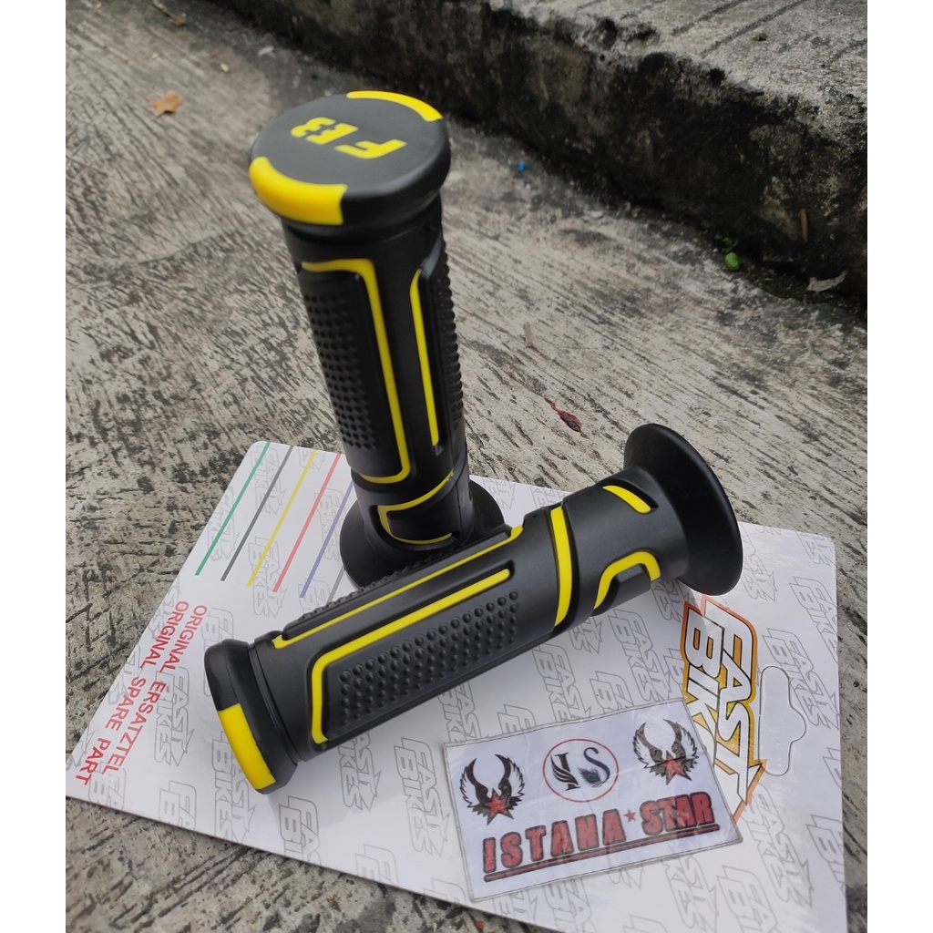 PROMO. HAND GRIP fast biker Tidak licin nyaman di genggam universal jenis motor KUNING