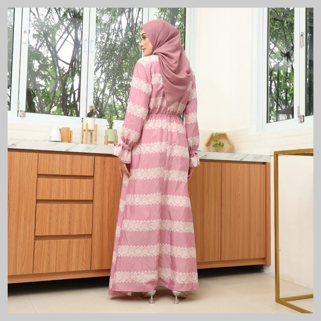 Loqal-Dress Afsin MK Soft / Dress Batik Dress Muslimah Gamis Wanita Mewah Gamis Santai-1