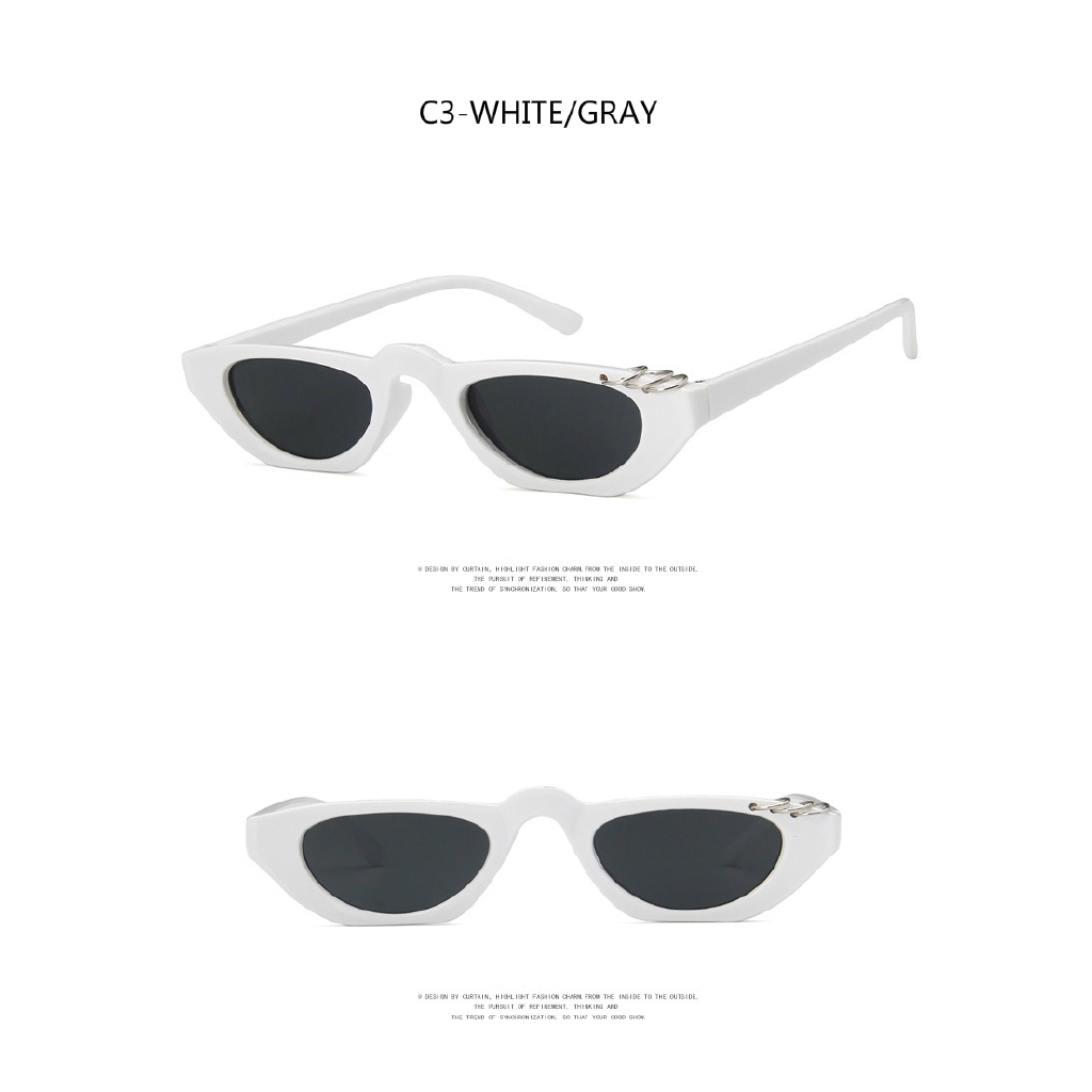 European and American retro rectangular narrow frame mirror ring Korean hip-hop small frame sunglasses