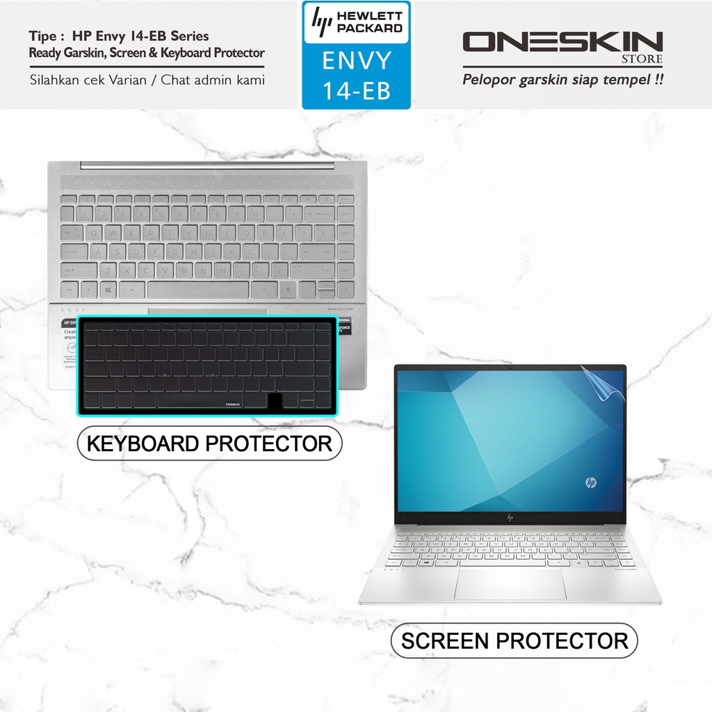 Garskin Sticker Laptop Pelindung Keyboard Screen Protector HP Envy 14-eb 14-eb0002TX 15-ep 15-ep0016TX Gambar Full Body Silikon Bening Glossy Doff