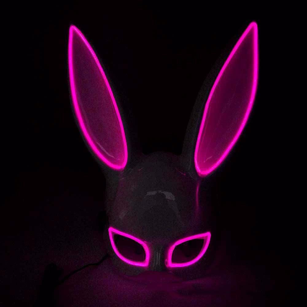 Topeng Cosplay Agustina Multicolour Topeng Halloween Topeng Kelinci Lampu Led Hiasan Kepala Cosplay Topeng Menyala Led