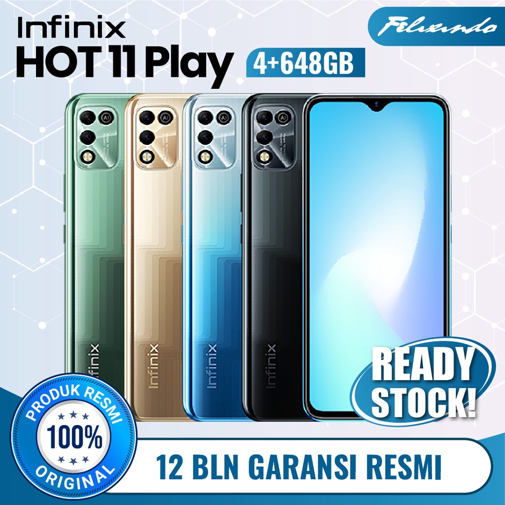 Infinix Hot 11 Play 4/64 GB RAM 4 ROM 64 Handphone Hp Smartphone Android Ponsel Garansi Resmi